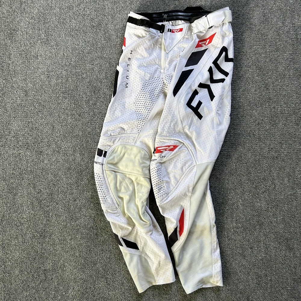 FXR Helium MX Pants Mens 30 White Motocross Racing Leather Knee Ventilated